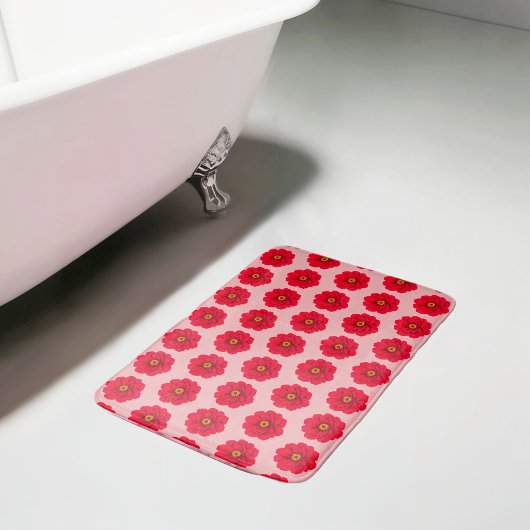Red Flower Seamless Pattern Bath Mat Badematte