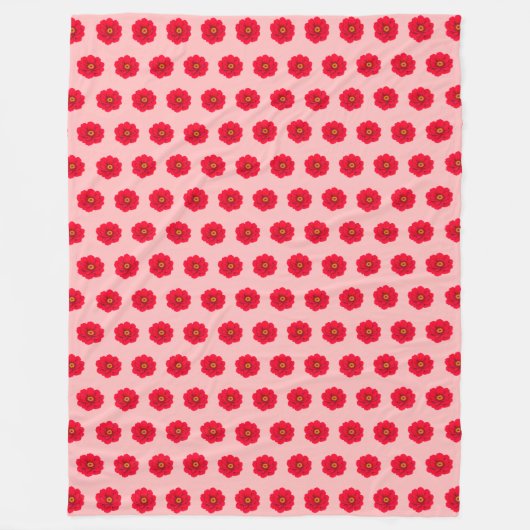 Red Flower Seamless Pattern Fleece Blanket (Vorderseite)