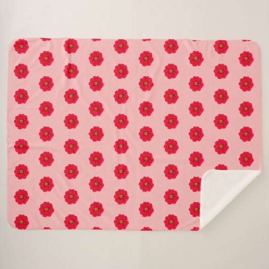 Red Flower Seamless Pattern Sherpa Blanket Sherpadecke (Vorderseite (Horizontal))