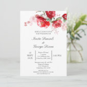 Red flower wedding einladung (Stehend Vorderseite)