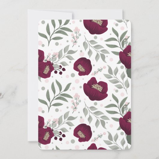 Red Flower Wedding Invitation Einladung (Rückseite)