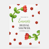 Red Flower Welcome Sign - Bridal Shower Entrance Acrylschild (Vorderseite)