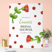 Red Flower Welcome Sign - Bridal Shower Entrance Acrylschild (Hochzeit)