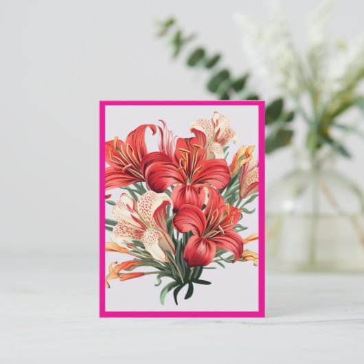 RED FLOWERS #2 POSTKARTE (Stehend Vorderseite)