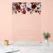 Red Flowers, Boho, First Holy Communion Welcome Acrylschild (Hochzeit)