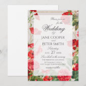 Red flowers bouquet Wedding Invitation Einladung (Vorne/Hinten)