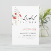 Red Flowers Bridal Shower Einladung (Stehend Vorderseite)