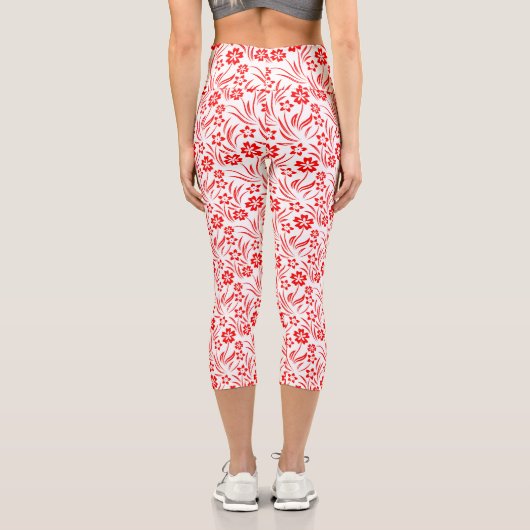 Red Flowers  Capri Leggings (Rückseite)