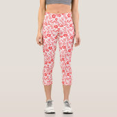 Red Flowers Capri Leggings (Vorderseite)