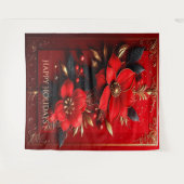 Red Flowers Decorative Holiday Backdrop Wandteppich (Vorderseite (Horizontal))