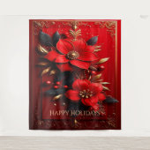 Red Flowers Decorative Holiday Backdrop Wandteppich (Vorderseite)