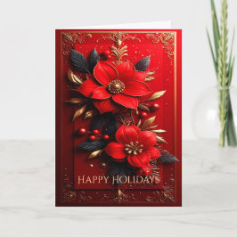 Red Flowers Decorative Holiday Card Karte