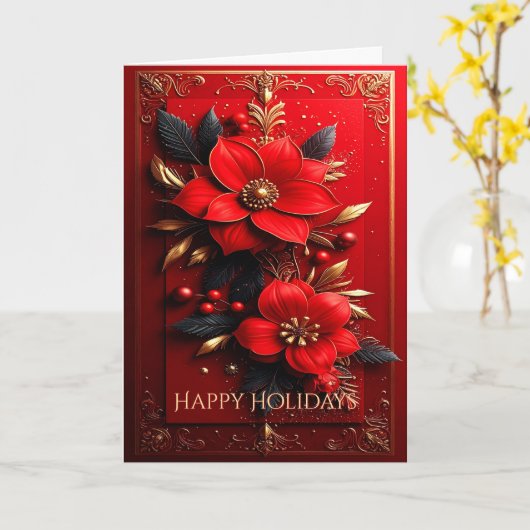 Red Flowers Decorative Holiday Card Karte (Gelbe Blume)