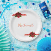 Red Flowers Favorite Pappteller (Party)