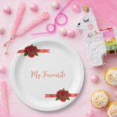 Red Flowers Favorite Pappteller (Party)