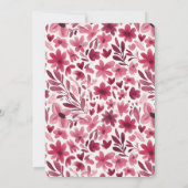 Red Flowers Hearts Birthday Einladung (Rückseite)