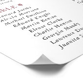 Red Flowers, Pink Flowers, Baptism Seating Chart Poster (Ecke)