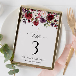 Red Flowers, Pink Flowers, Baptism Table Numbers Tischnummer