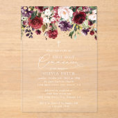 Red Flowers, Pink Flowers, First Holy Communion Acryleinladungen (Vorderseite)