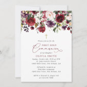 Red Flowers, Pink Flowers, First Holy Communion Einladung (Vorderseite)
