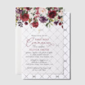 Red Flowers, Pink Flowers, First Holy Communion Pergament Einladungen (Versetzt (Einladung))