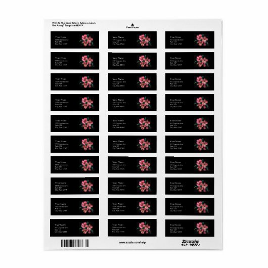 Red Flowers Return Address Labels (Vorne)
