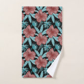 Red flowers tropical seamless pattern &blue leaves badhandtuch set (Handtuch)