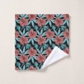 Red flowers tropical seamless pattern &blue leaves badhandtuch set (Waschlappen)