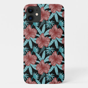 Red flowers tropical seamless pattern &blue leaves Case-Mate iPhone hülle
