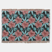 Red flowers tropical seamless pattern &blue leaves decke (Vorderseite)