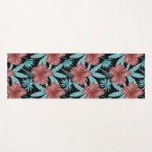 Red flowers tropical seamless pattern &blue leaves yogamatte (Vorderseite (Horizontal))