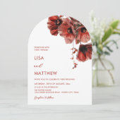 Red Flowers White Einladung (Stehend Vorderseite)