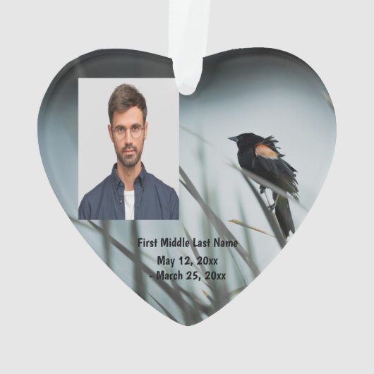 Red-Flügel Blackbird Marsh Dated Foto Custom Ornament (Rückseite)