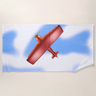 Red Flugzeug Aviation Sky Blue Clouds Strandtuch