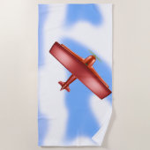 Red Flugzeug Aviation Sky Blue Clouds Strandtuch (Vorderseite)