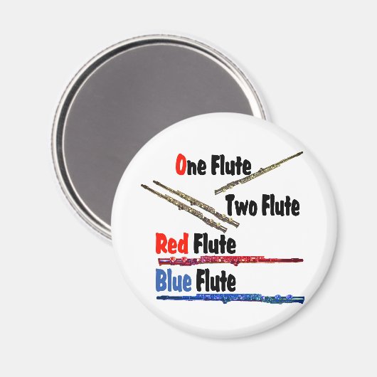 Red Flute Blue Flute Magnet (Vorderseite/Rückseite)