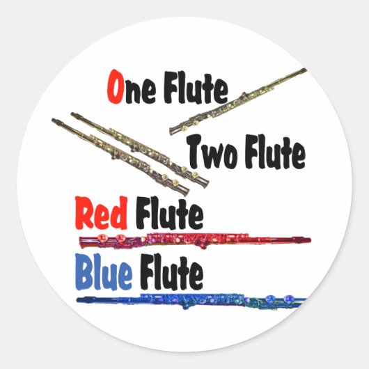Red Flute Blue Flute Runder Aufkleber (Vorderseite)