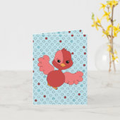 Red Flutter Bird Karte (Gelbe Blume)