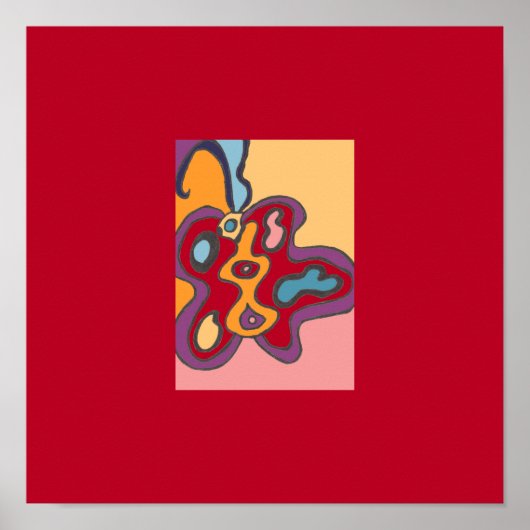 Red Flutterfly Mini Print 12x12 Poster (Vorne)