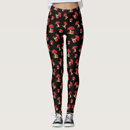 Red Fly Agarial Gepunktet Magical Mushroom Leggings (Vorderseite)
