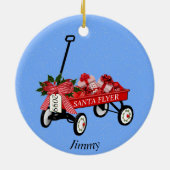 Red Flyer Wagon Keramik Weihnachten Personalisiert Ornament (Hinten)