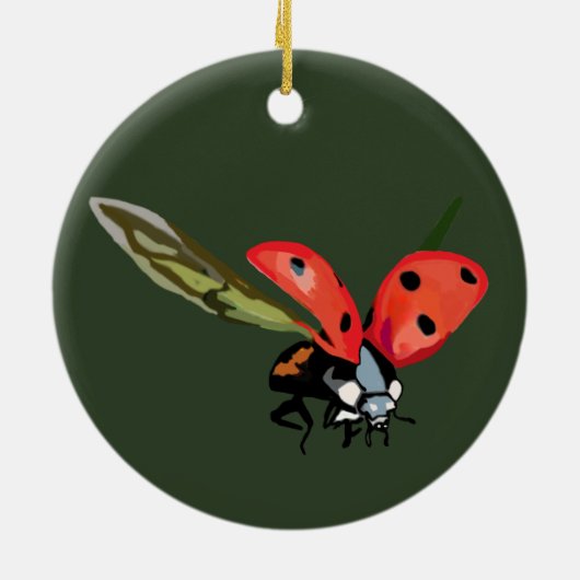 Red Flying Ladybird Keramik Ornament (Hinten)
