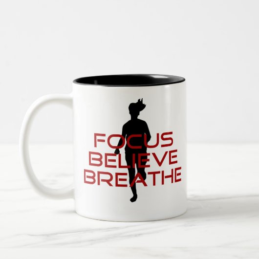 Red Focus Glaube Breathe Zweifarbige Tasse (Links)