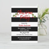 Red Foil Chic Shine Modern Script Weihnachts-Party Einladung (Stehend Vorderseite)
