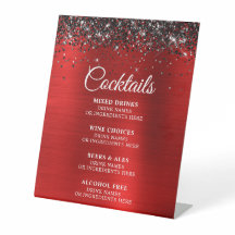 Red Foil Cocktails Bar Menu für Schwarze Glitzer