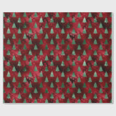 Red Foil Look Glitzer Weihnachtsbaum Glam Geschenkpapier (Flach)