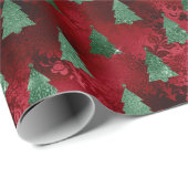Red Foil Look Glitzer Weihnachtsbaum Glam Geschenkpapier (Rolleneckpunkt)