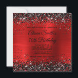 Red Foil Monogram 50. Geburtstag des Schwarzen Gli Einladung<br><div class="desc">Eine mit Monogramm 50. Geburtstagsfeier mit einem gürtelartigen Glasdach lädt sie ein, Imitate mit funkelnd schwarzen Glitzer und Imitat zu zeigen. Passen Sie den Kalligraphie-Schriftart-Stil im Schwarz-Weiß-extravaganten Monogramm auf der Rückseite an, oder den modernen All-Caps-Schriftart-Stil auf der Vorderseite. Alle funkelnd, glänzenden und glänzenden Folienelemente in diesem modernen Design sind digitale...</div>