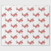 Red Foil Reindeer Geschenkpapier (Flach)
