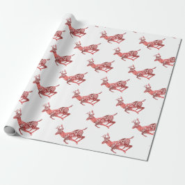 Red Foil Reindeer Geschenkpapier